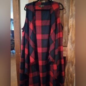 L&B Red and Black Plaid Vest